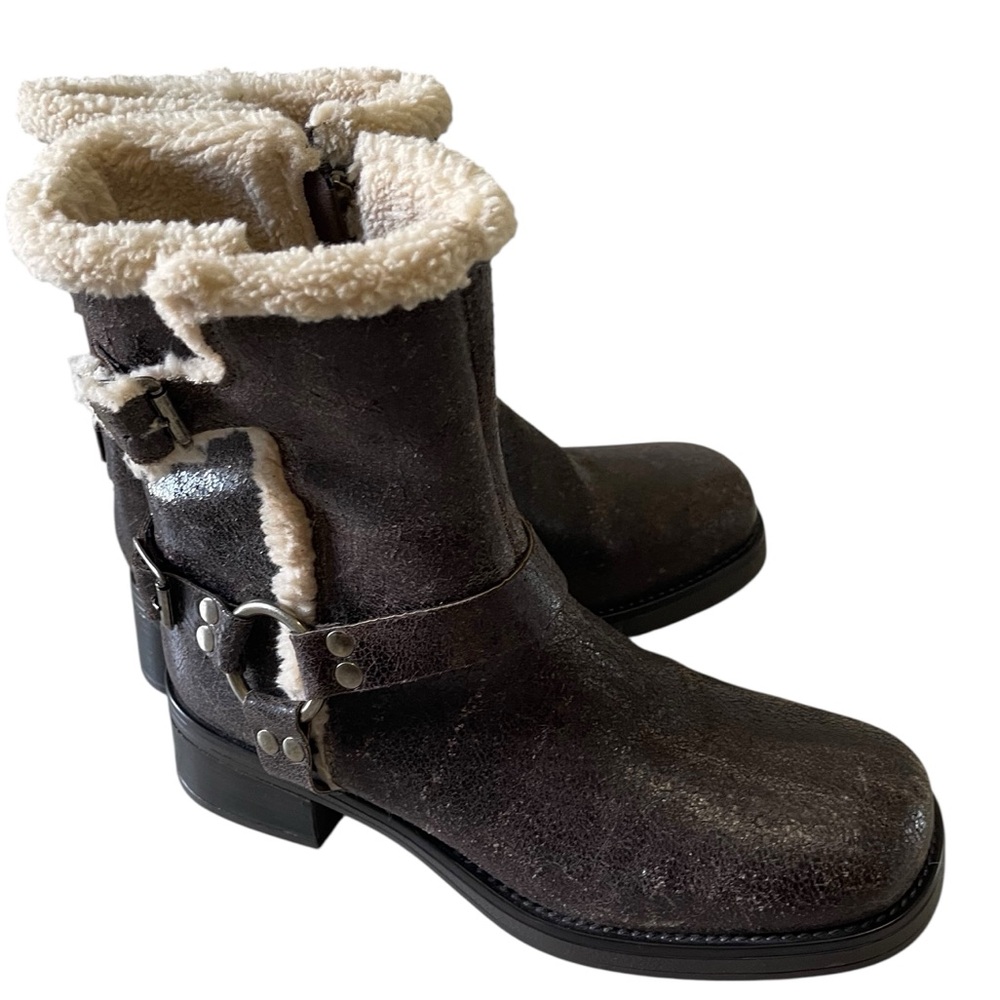 Steve Madden Brixton faux Fur moto boots size 9